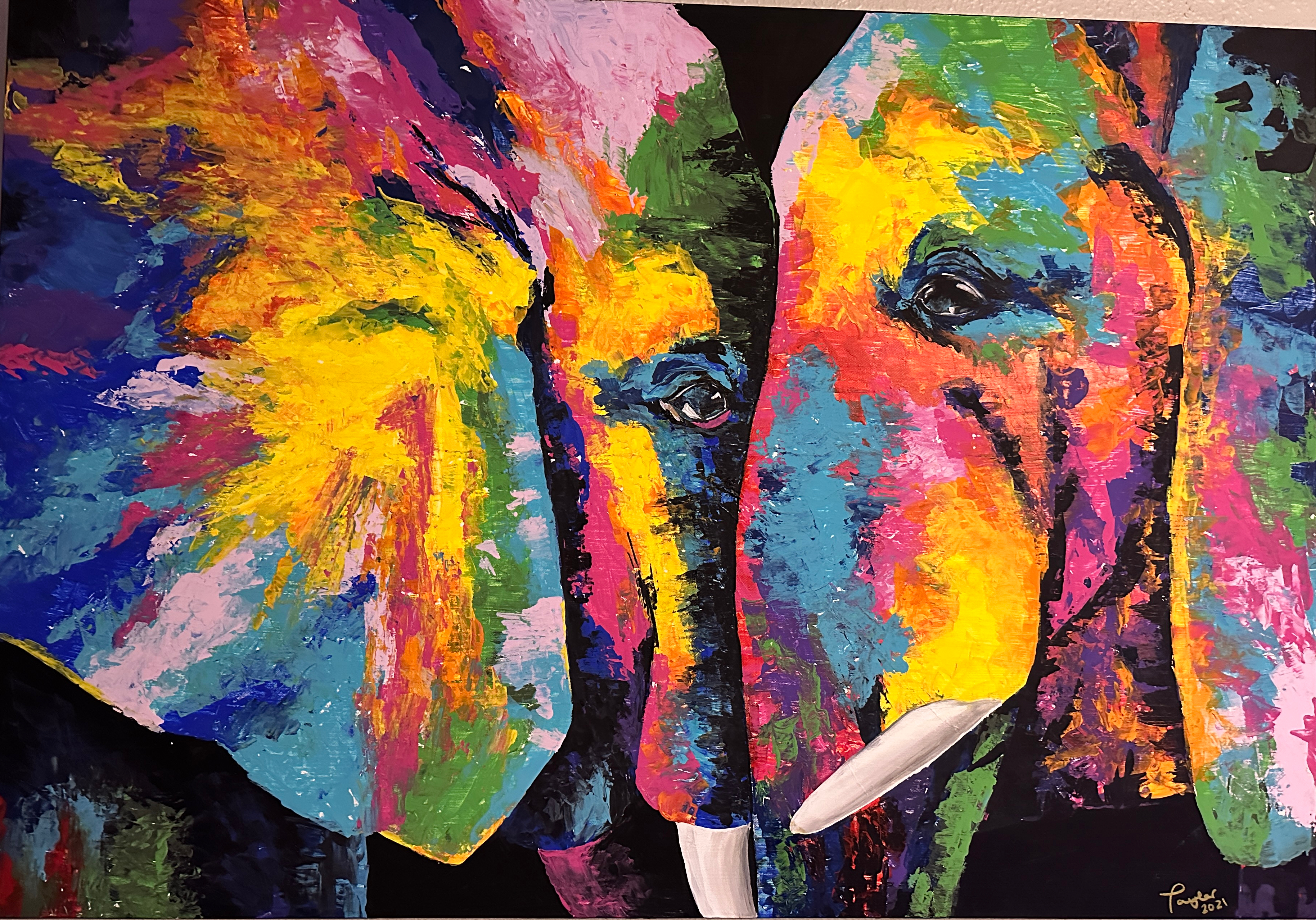 abstract colorful elephants